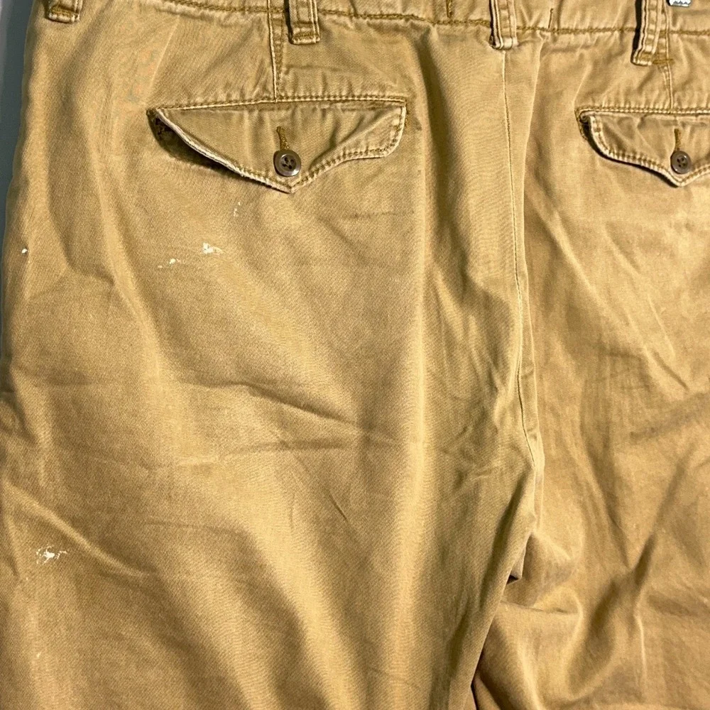 Polo‎ Ralph Lauren Pants Mens Size 38 Distressed Chino Cotton Twill Tan Khaki